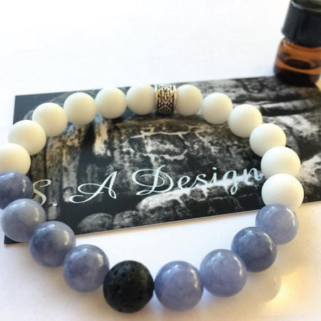 Aquamarine, White Onyx, Lava Gemstones + Young Living Essential Oil