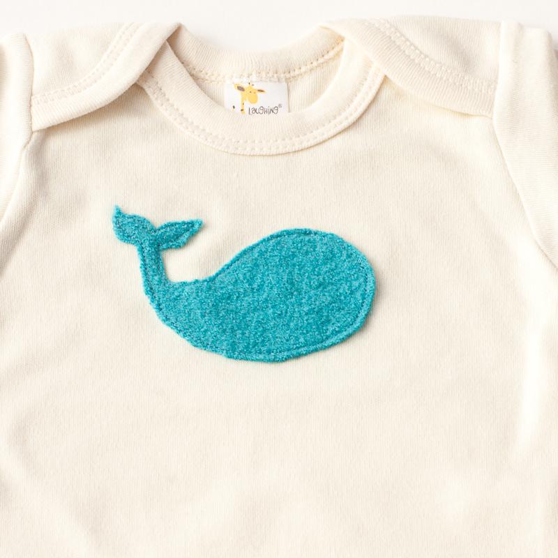 Short Sleeve Onesie with Whale Appliqué