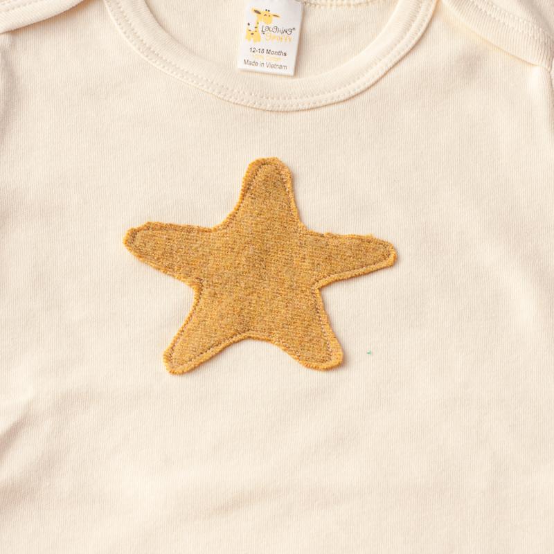 Short Sleeve Onesie with Starfish Appliqué