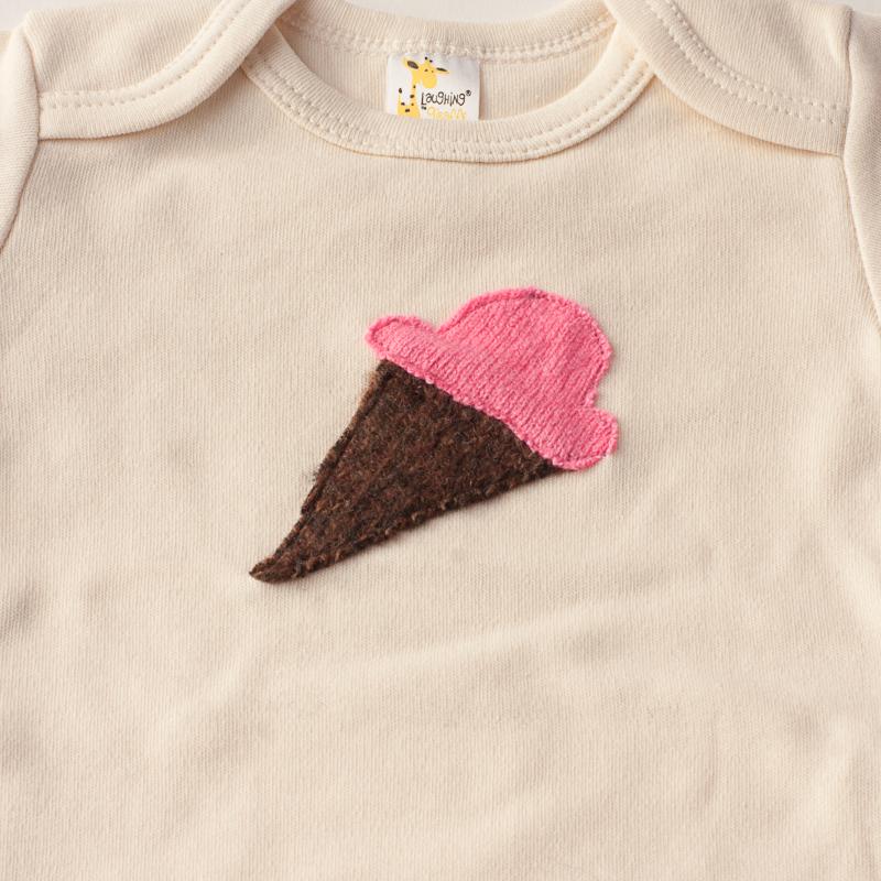 Short Sleeve Onesie with Ice Cream Appliqué