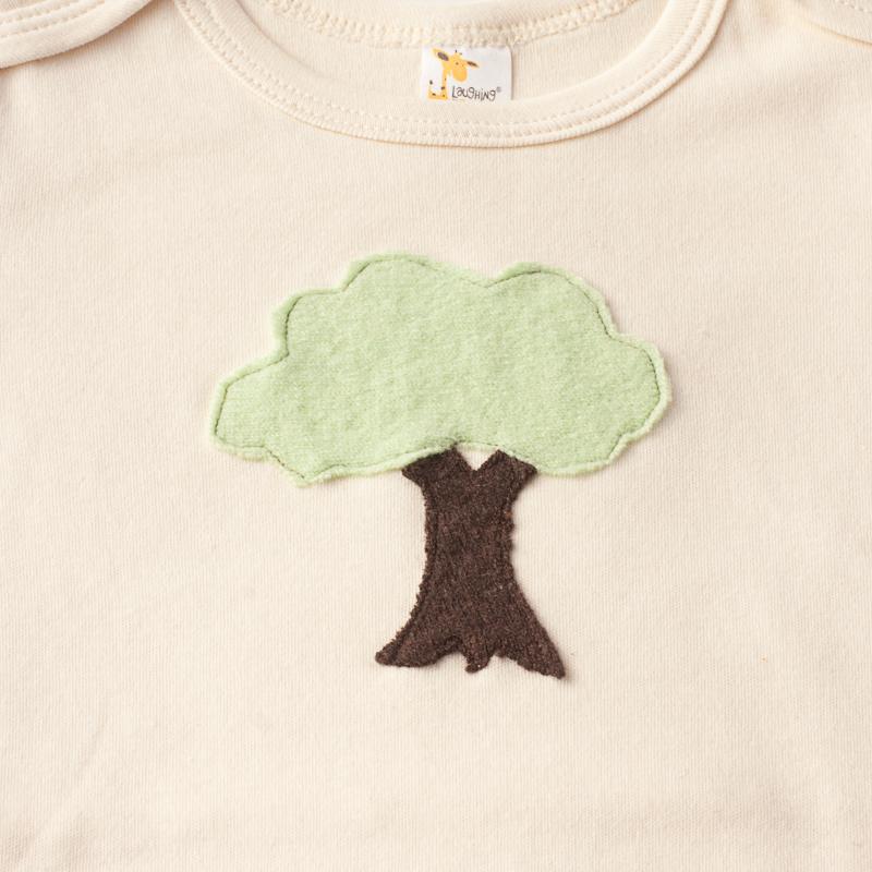 Short Sleeve Onesie with Tree Appliqué