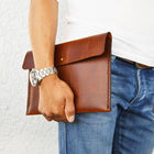 Leather iPad - Sleeve / Leather Tablet Cover / Handstiched Leather Mini Folio / Clutch for small tablet