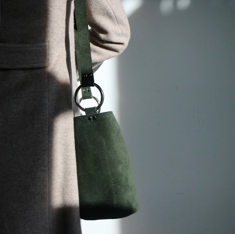 Small Laguna Round Suede Leather Bag
