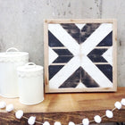 Handpainted Distressed Wood Sign - Aztec Design in Black and White