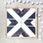 Handpainted Distressed Wood Sign - Aztec Design in Black and White
