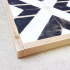 Handpainted Distressed Wood Sign - Aztec Design in Black and White