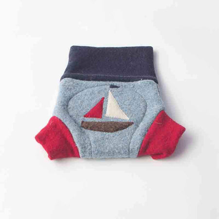Wool Diaper Cover with Sailboat Appliqué