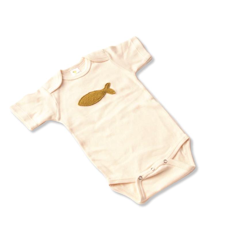 Short Sleeve Onesie with Fish Appliqué