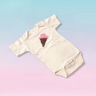 Short Sleeve Onesie with Ice Cream Appliqué