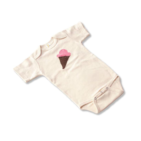 Short Sleeve Onesie with Ice Cream Appliqué