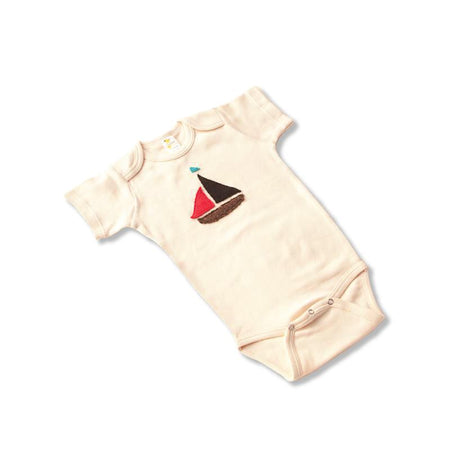 Short Sleeve Onesie with Sailboat Appliqué