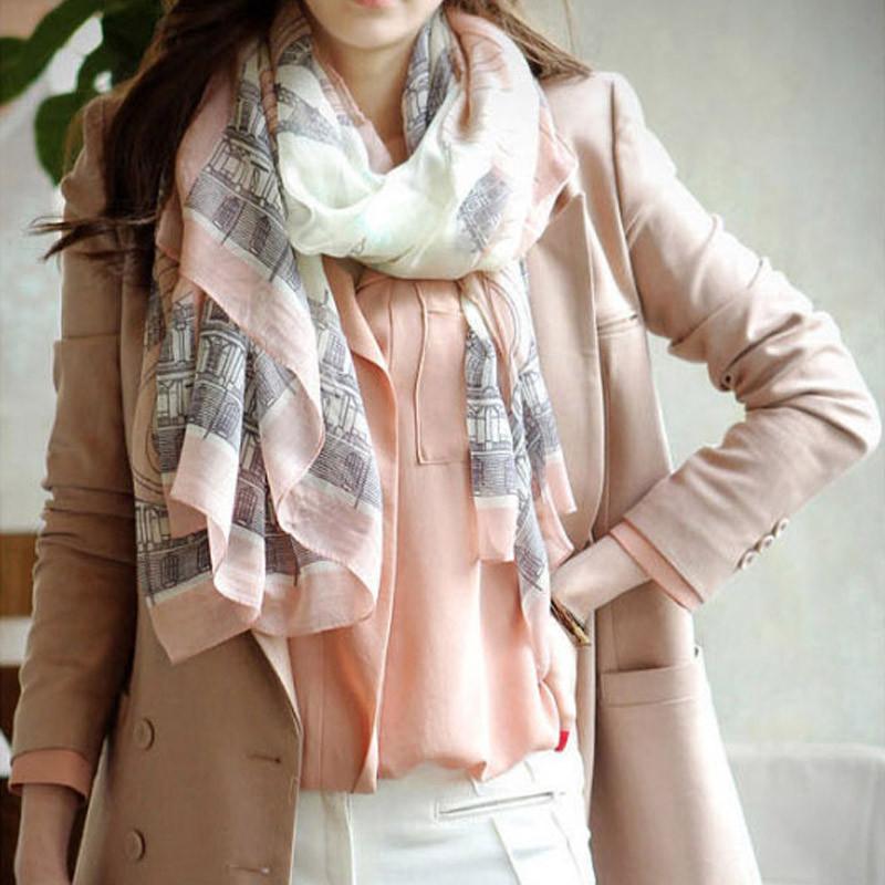 Light Pink & Grey Long Scarf