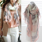 Light Pink & Grey Long Scarf