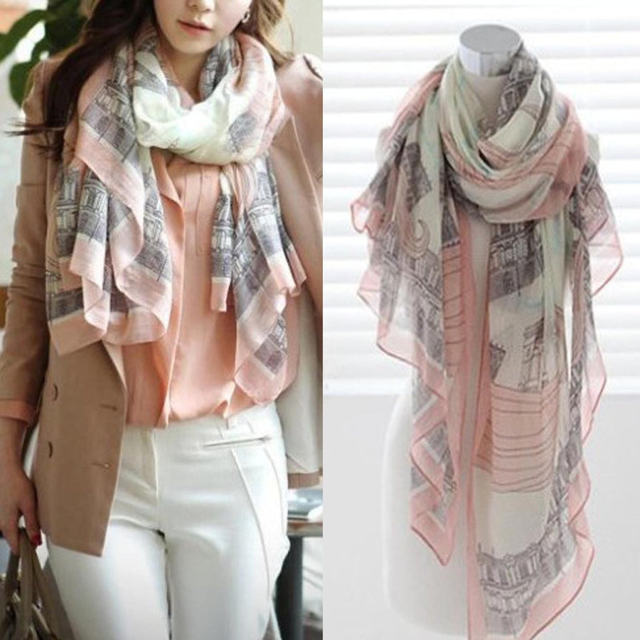Light Pink & Grey Long Scarf