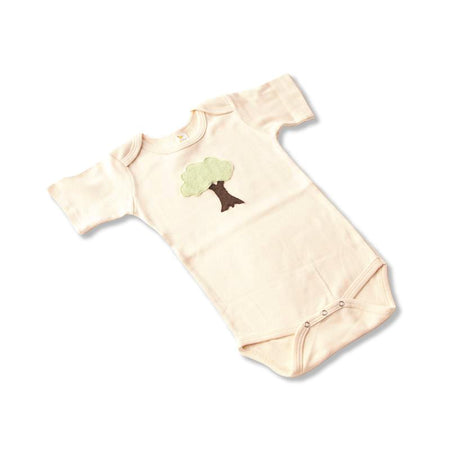 Short Sleeve Onesie with Tree Appliqué